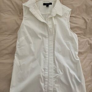 Banana Republic White Sleeveless Riley Button-Up Shirt
